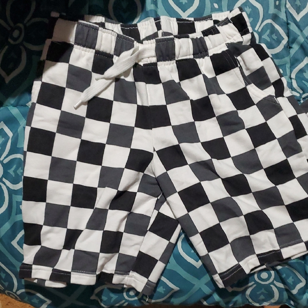 Kids Black & White Checkerboard Shorts